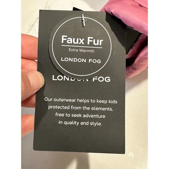 NWT London Fog Dusty Pink Quilted Faux Fur Puffer Coat Girl's Large - Picture 3 of 12